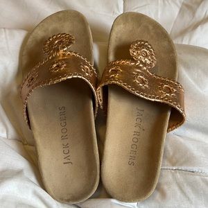 Jack Rogers slip on metallic pink comfort sandal. Used a handful of times.